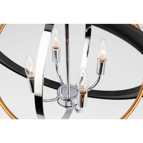Cosmic 4 Light 21 inch Dark Bronze and Chrome and Satin Brass Candle Chandelier Ceiling Light