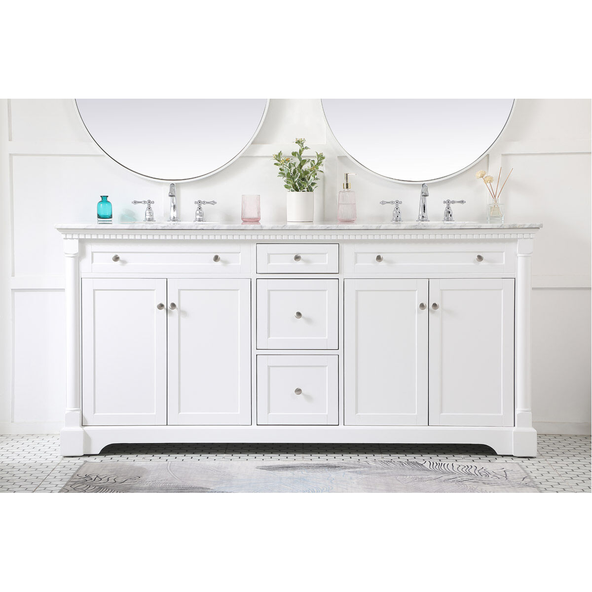 Clarence 72 X 22 X 35 inch White Vanity Sink Set