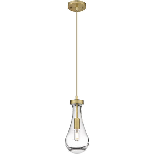 Downtown Urban Owego 1 Light 5.13 inch Brushed Brass Pendant Ceiling Light in Clear