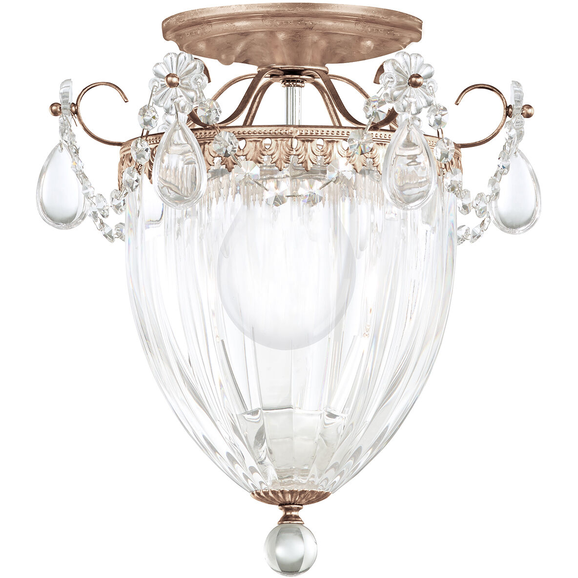 Bagatelle 3 Light 10.5 inch Antique Silver Semi-Flush Mount Ceiling Light in Swarovski