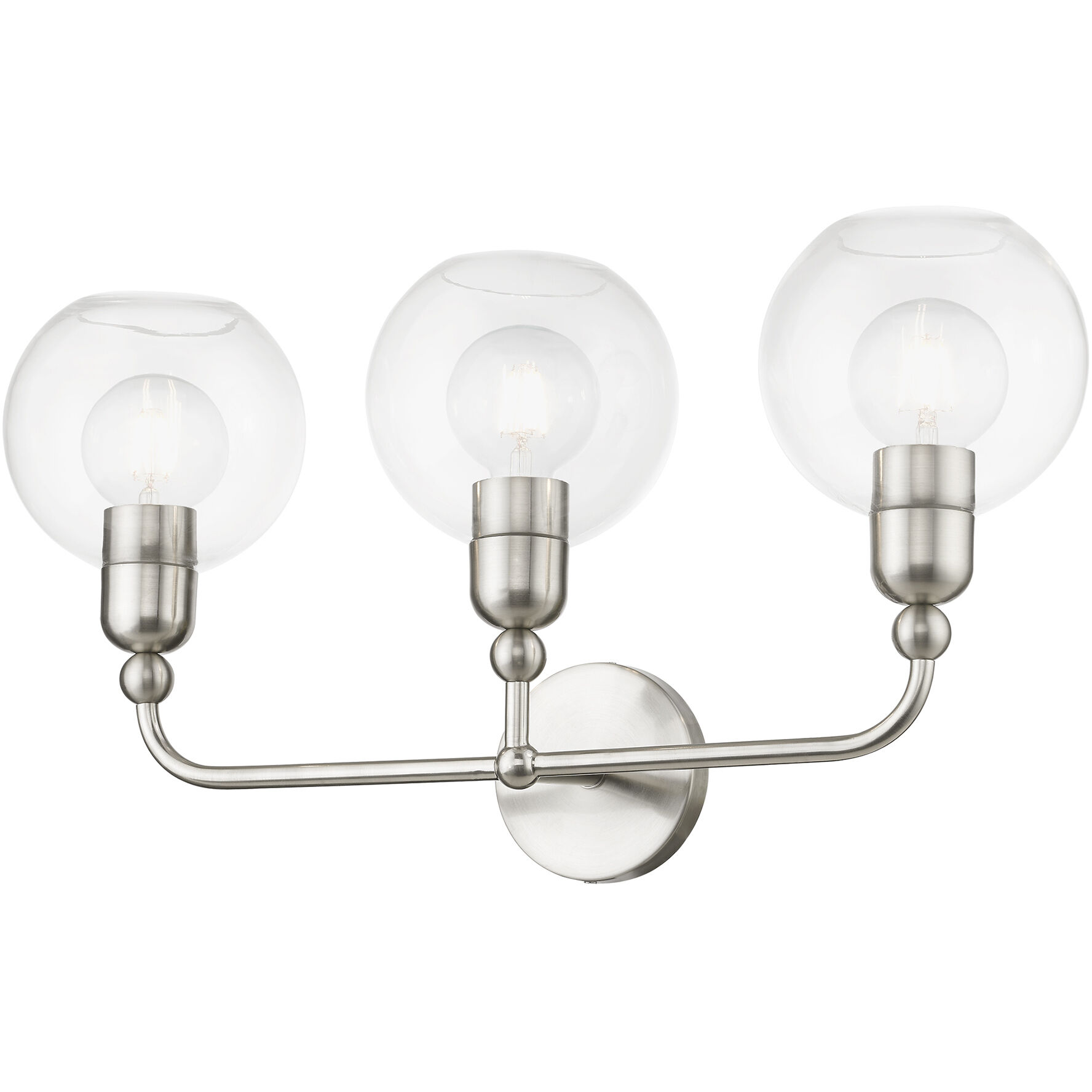 Downtown 3 Light 24 inch Brushed Nickel Vanity Sconce Wall Light, Sphere