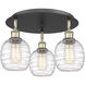 Belfast 3 Light 17.75 inch Black Antique Brass Flush Mount Ceiling Light in Deco Swirl