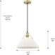 Yep Orwell Pendant Ceiling Light in Opal Glass, Brushed Champagne Brass