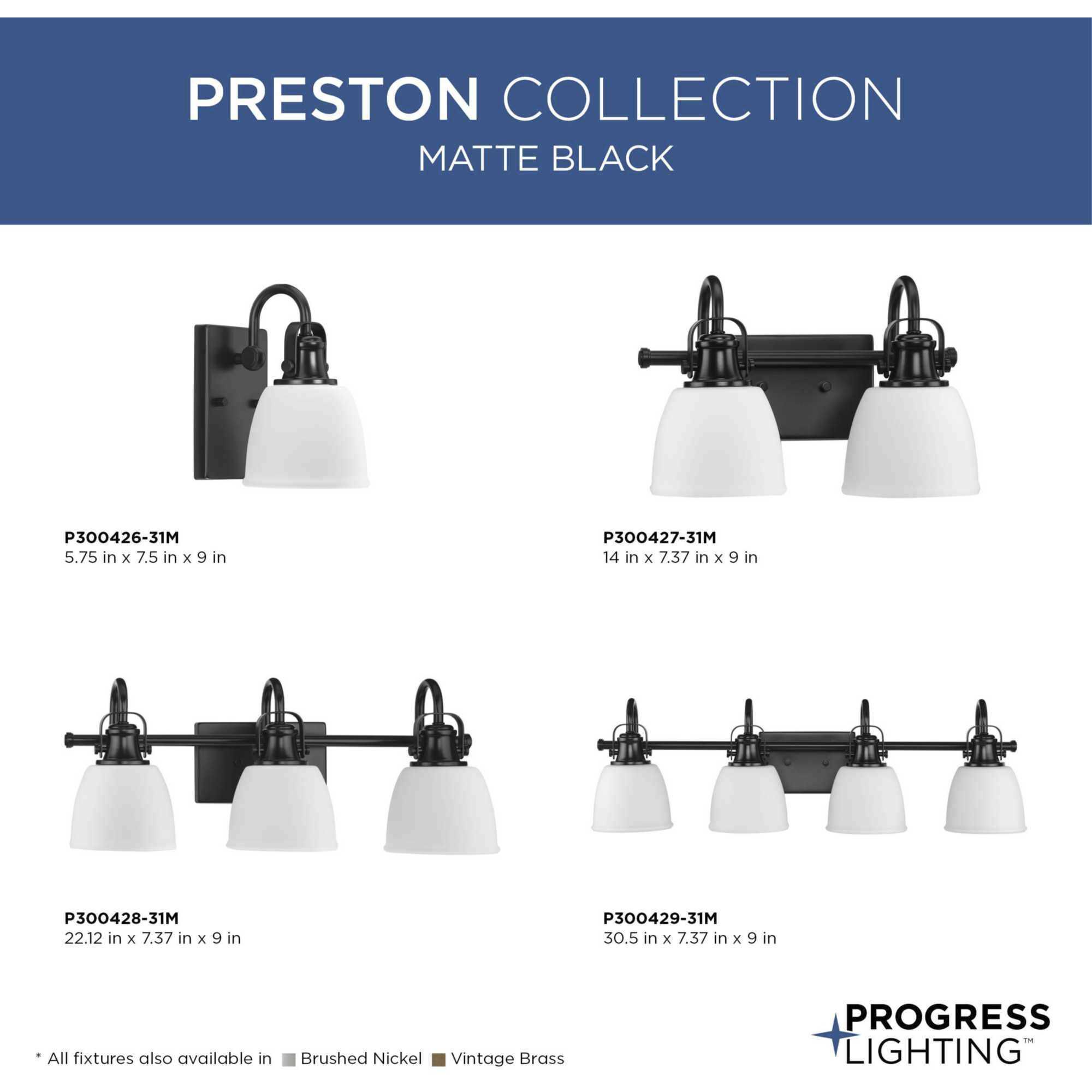 Preston 1 Light 7.5 inch Matte Black Bath Light Wall Light