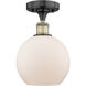 Athens 1 Light 8 inch Black Antique Brass Semi-Flush Mount Ceiling Light