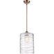 Ballston Cobbleskill LED 9 inch Antique Copper Mini Pendant Ceiling Light in Deco Swirl Glass