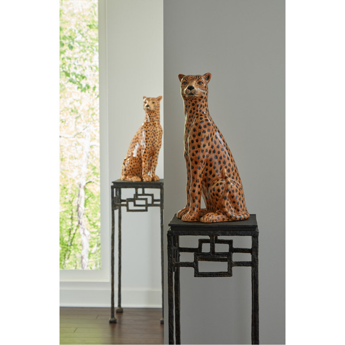 Wildwood Brown/Black Glaze Wild Kats Statues, Set of 2