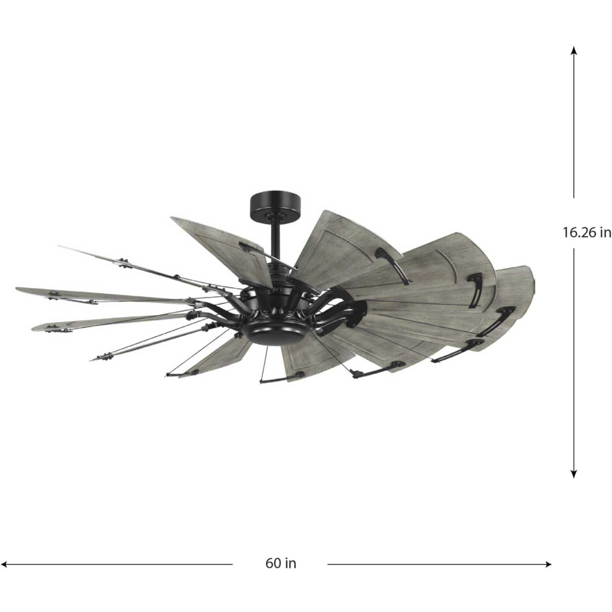 Springer II 60 inch Matte Black with Distressed Charcoal (Painted) Blades Ceiling Fan