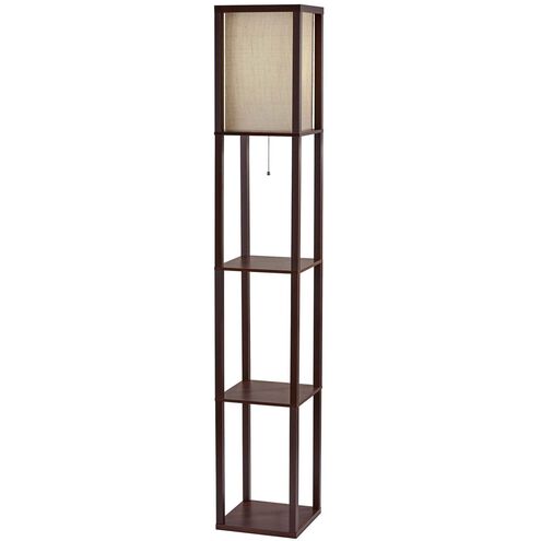 Wright 63 inch 150.00 watt Walnut Wood Veneer Shelf Floor Lamp Portable Light