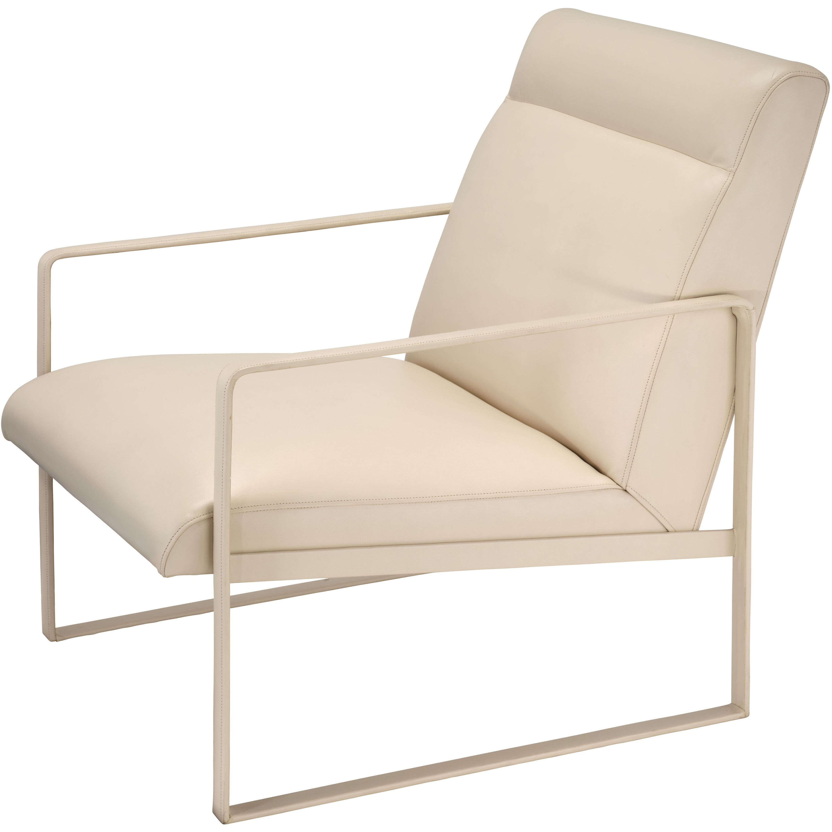 Hemingway Cream Leather Accent Chair, Inline