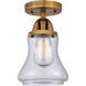 Nouveau 2 Bellmont 1 Light 6 inch Brushed Brass Semi-Flush Mount Ceiling Light in Clear Glass