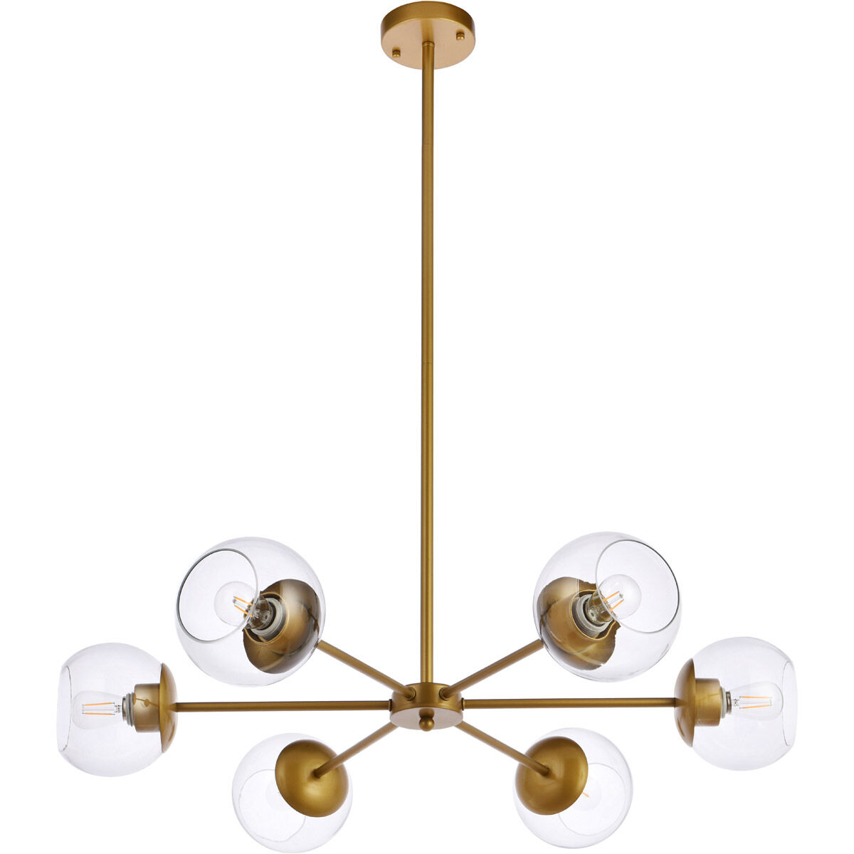 Briggs 6 Light 30 inch Brass Pendant Ceiling Light