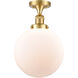 Franklin Restoration X-Large Beacon 1 Light 10 inch Satin Gold Semi-Flush Mount Ceiling Light in Matte White Glass, Franklin Restoration