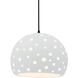 Perforated Globe Pendant Ceiling Light in Matte Black, Black Cord, Replaceable Bulb, Gloss White, 12.25W x 9.25H, Form+Finish+Function