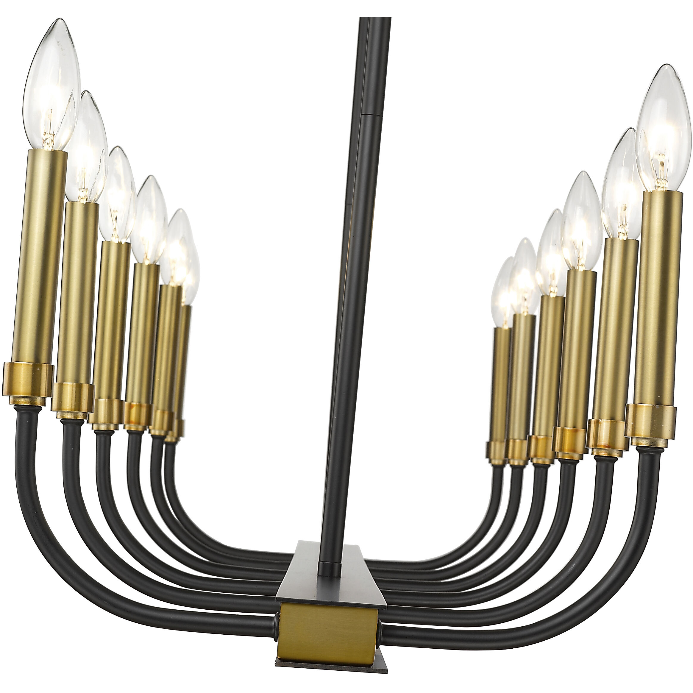Haylie 12 Light 56 inch Matte Black and Olde Brass Linear Chandelier Ceiling Light