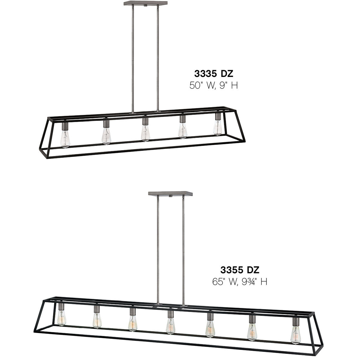 Fulton 7 Light 65 inch Aged Zinc with Antique Nickel Indoor Linear Chandelier Ceiling Light