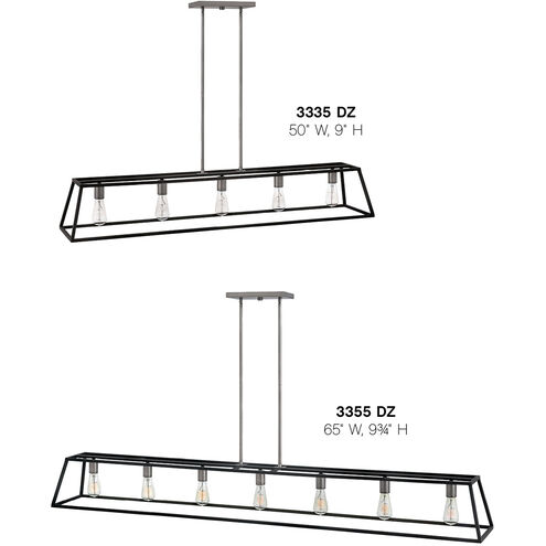 Fulton LED 65 inch Aged Zinc with Antique Nickel Indoor Linear Chandelier Ceiling Light