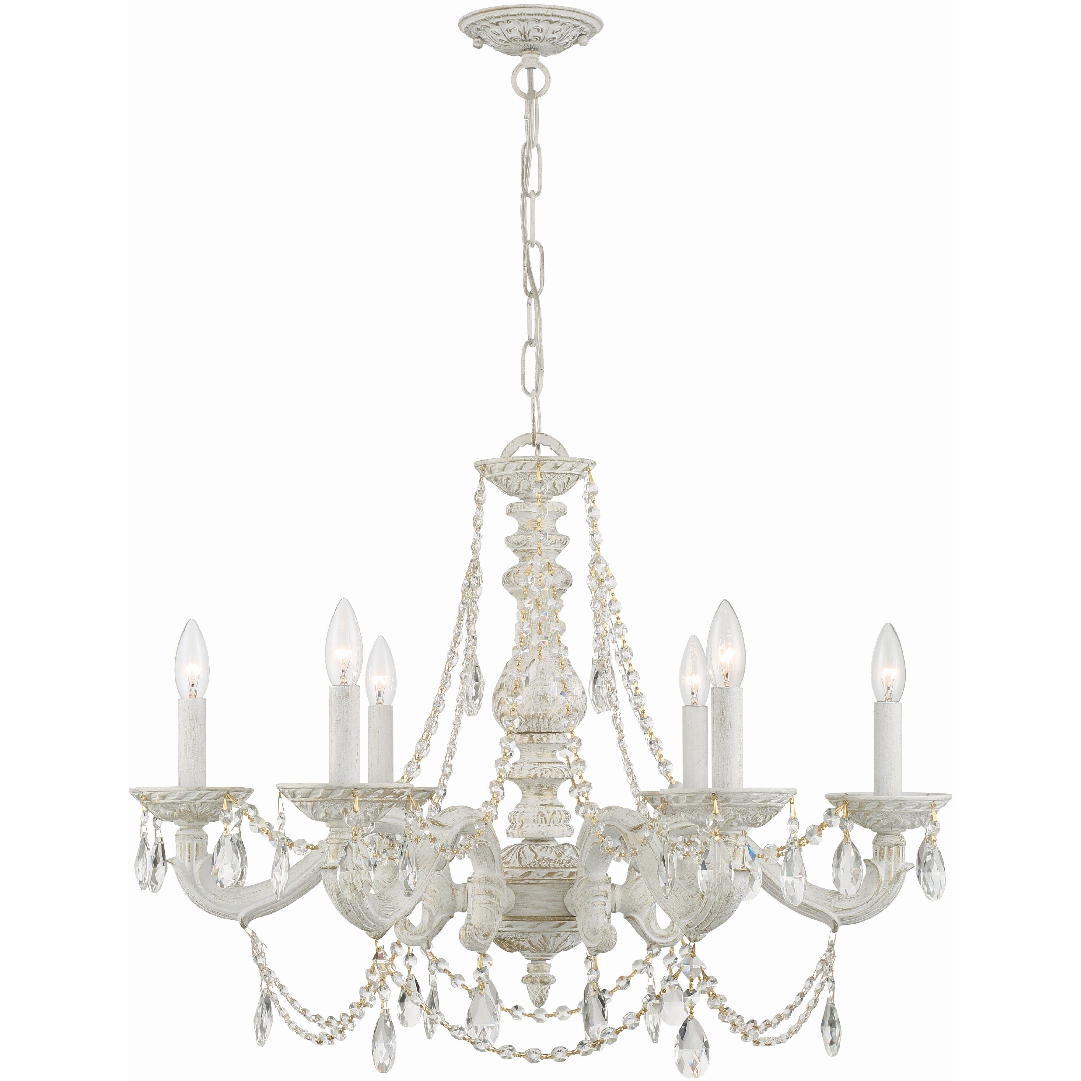 Paris Market 6 Light 28 inch Antique White Chandelier Ceiling Light in Clear Italian