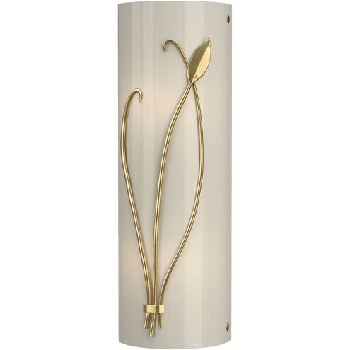 Forged Leaf and Stem 2 Light 5.5 inch Modern Brass Sconce Wall Light in Ivory Art