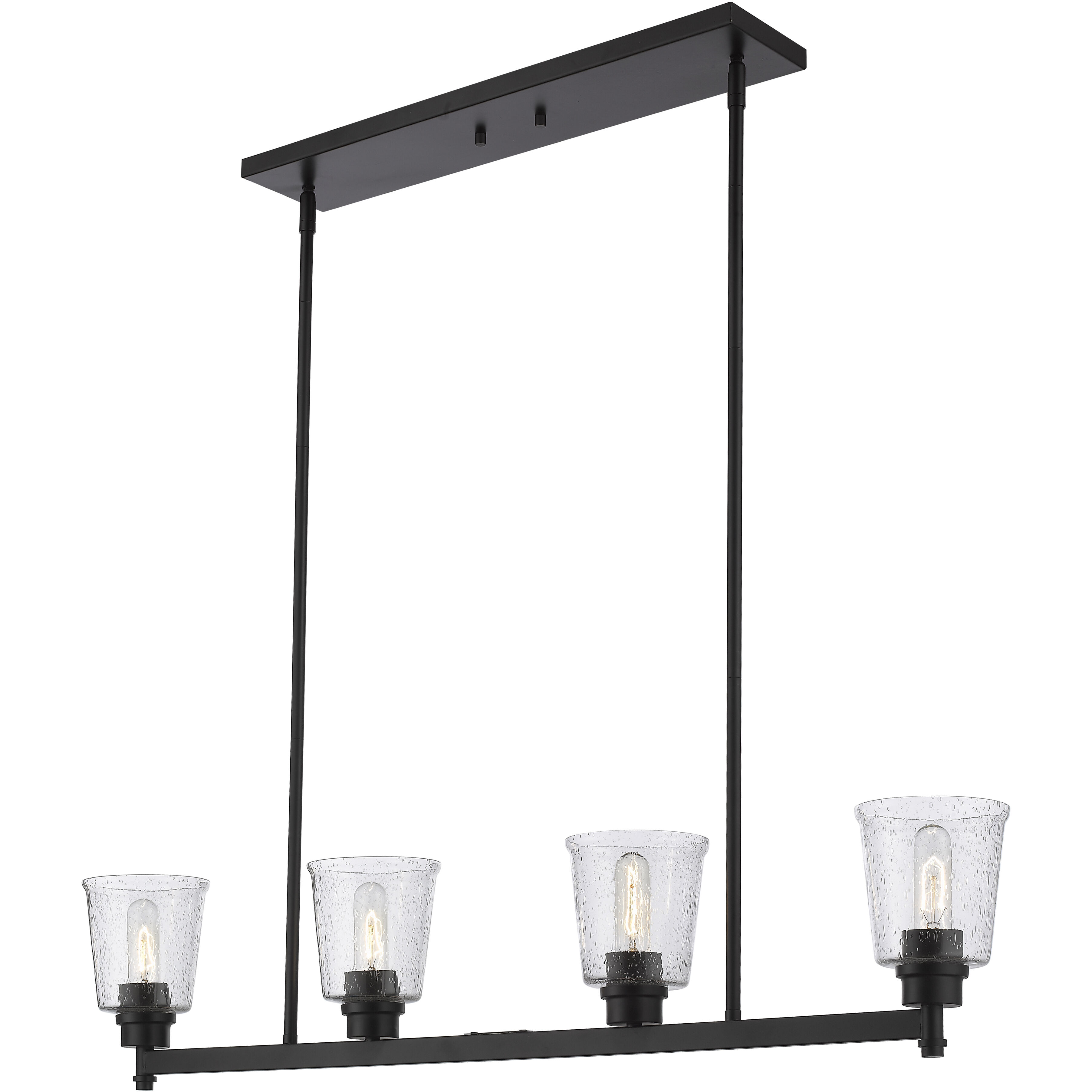 Bohin 4 Light 40 inch Matte Black Linear Chandelier Ceiling Light