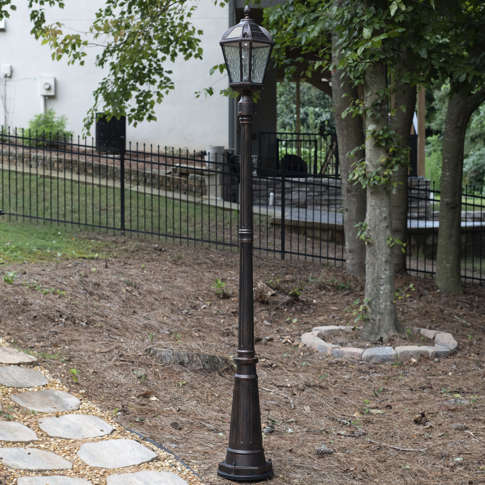 Royal LED 87 inch Brushed Bronze Lamp Post Set, Solar