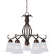 Basix 5 Light 25 inch Oil Rubbed Bronze Down Light Chandelier Ceiling Light in Frosted