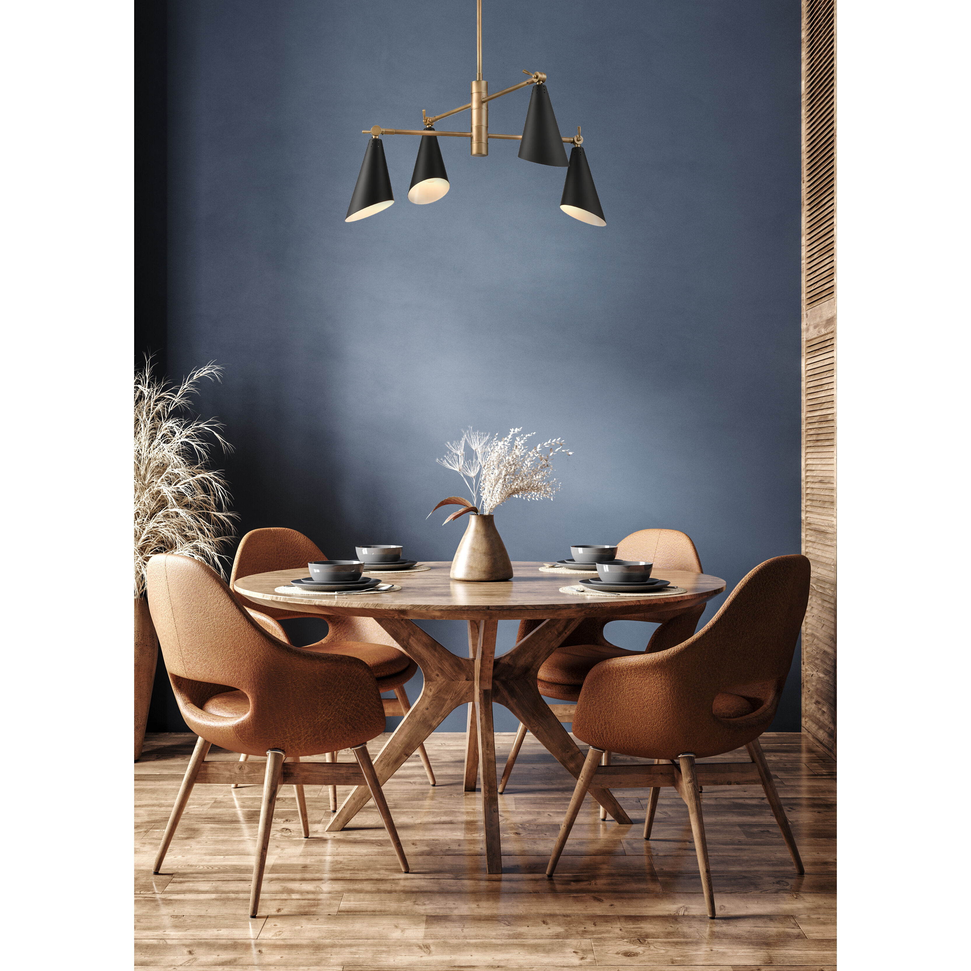 Luca 4 Light 26 inch Natural Brass Chandelier Ceiling Light