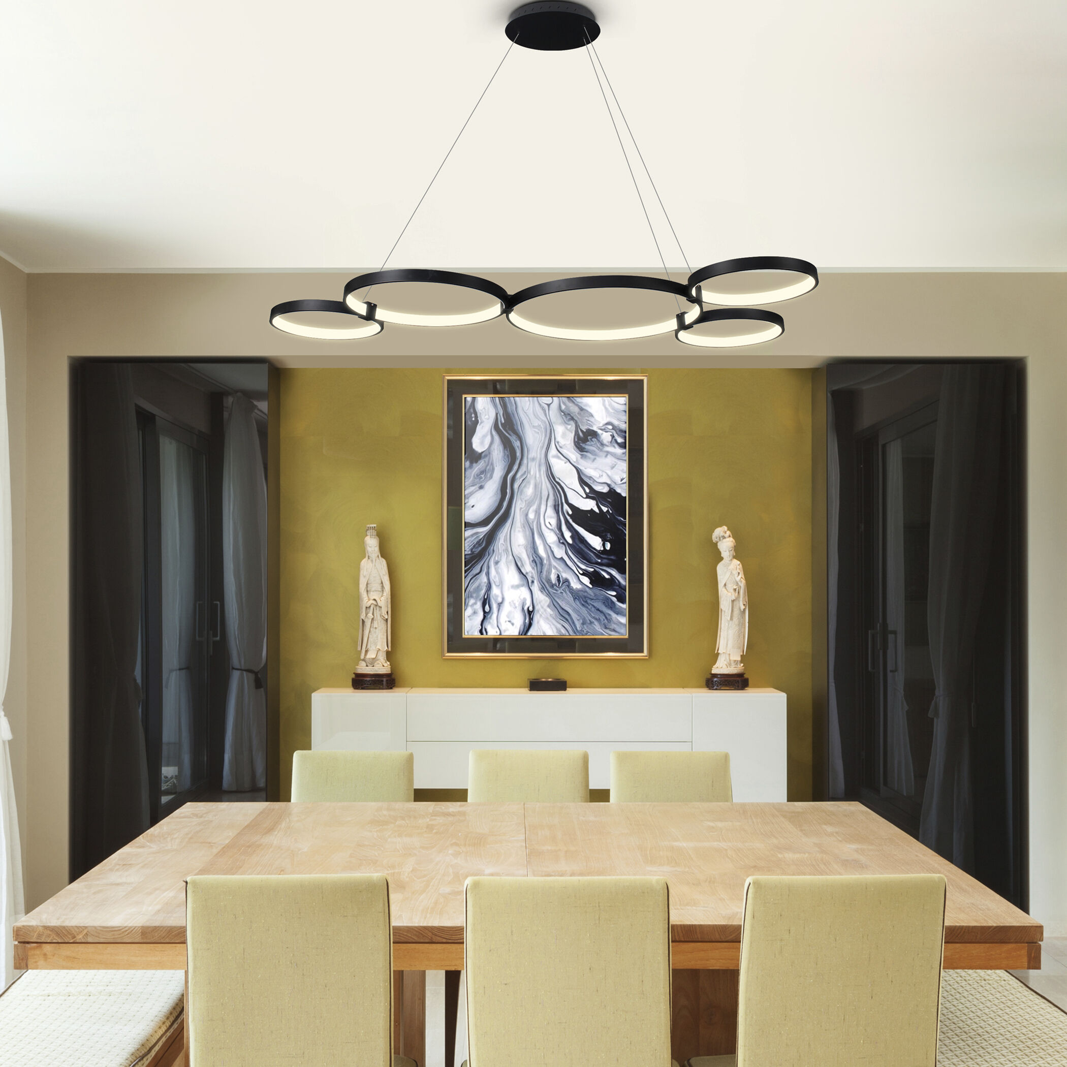 Capella 31.5 inch Black Chandelier Ceiling Light