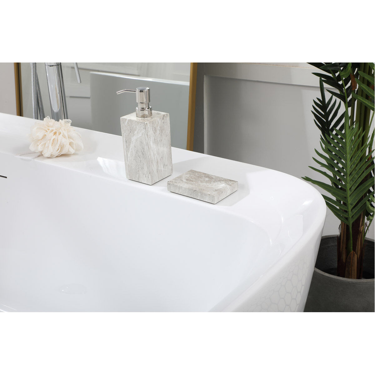 Calum Glossy White and Chrome Bathtub