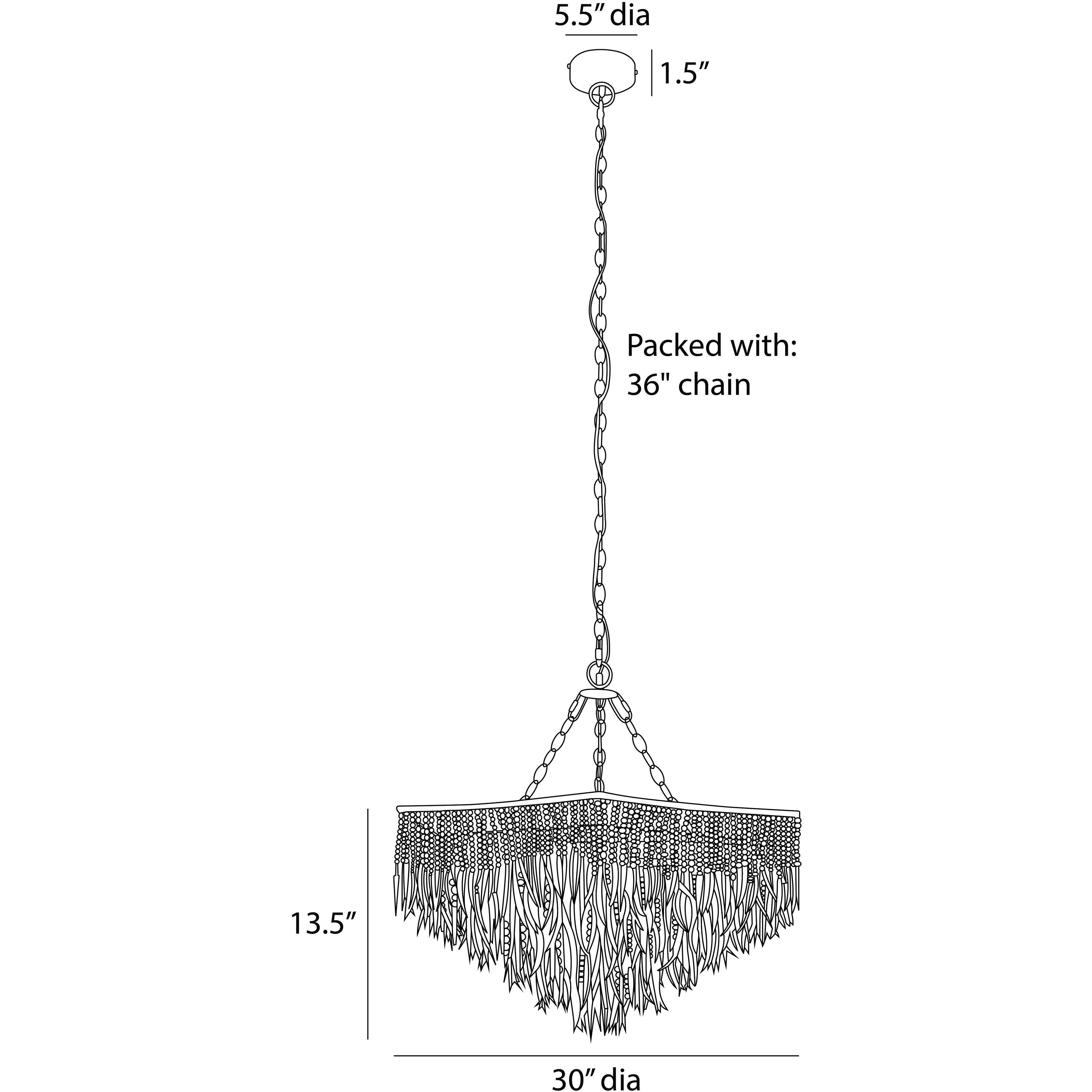 Josephine 6 Light 30 inch Natural and White Chandelier Ceiling Light
