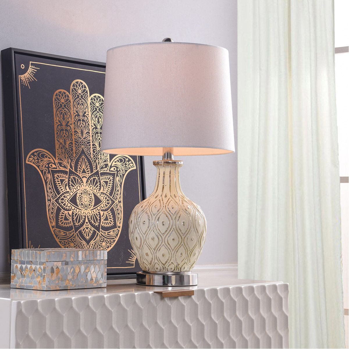 StyleCraft Home Collection L27080DS Signature 22.5 inch 100 watt Distressed Off White Cream Table Lamp Portable Light