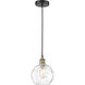 Athens Water Glass 1 Light 8 inch Black Antique Brass Mini Pendant Ceiling Light in Clear Glass