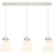 Newton Bell 3 Light 39.75 inch Polished Nickel Linear Pendant Ceiling Light in White Glass