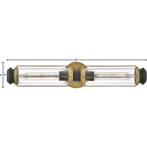 Masthead LED 24 inch Heritage Brass with Black Vanity Light Wall Light