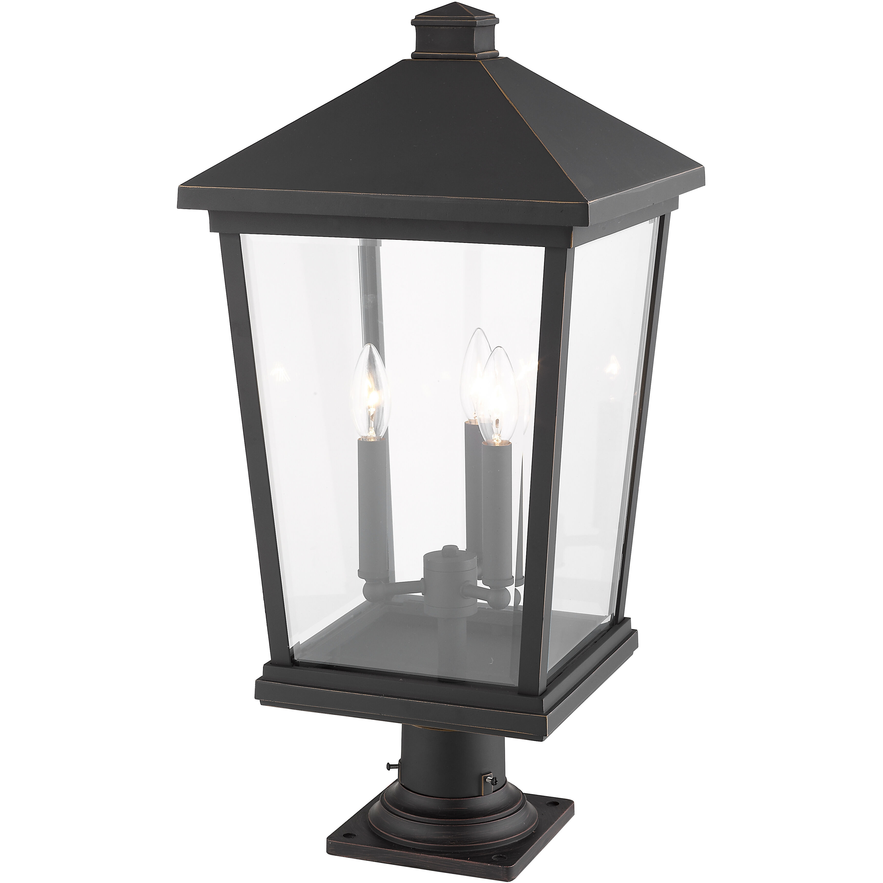 Beacon 3 Light 25.5 inch Oil Rubbed Bronze Outdoor Pier Mounted Fixture in 15.25