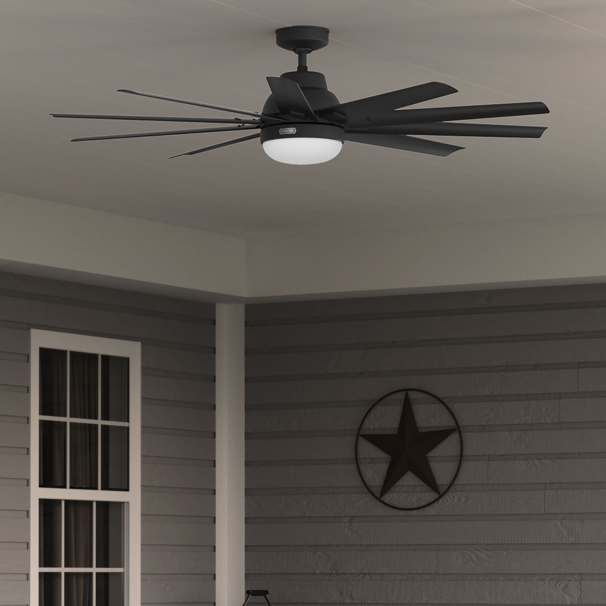 「高評価！」注目のレビュ inch 60 Overton 52615 Fan Hunter Matte Fan Ceiling Outdoor Black 特撮