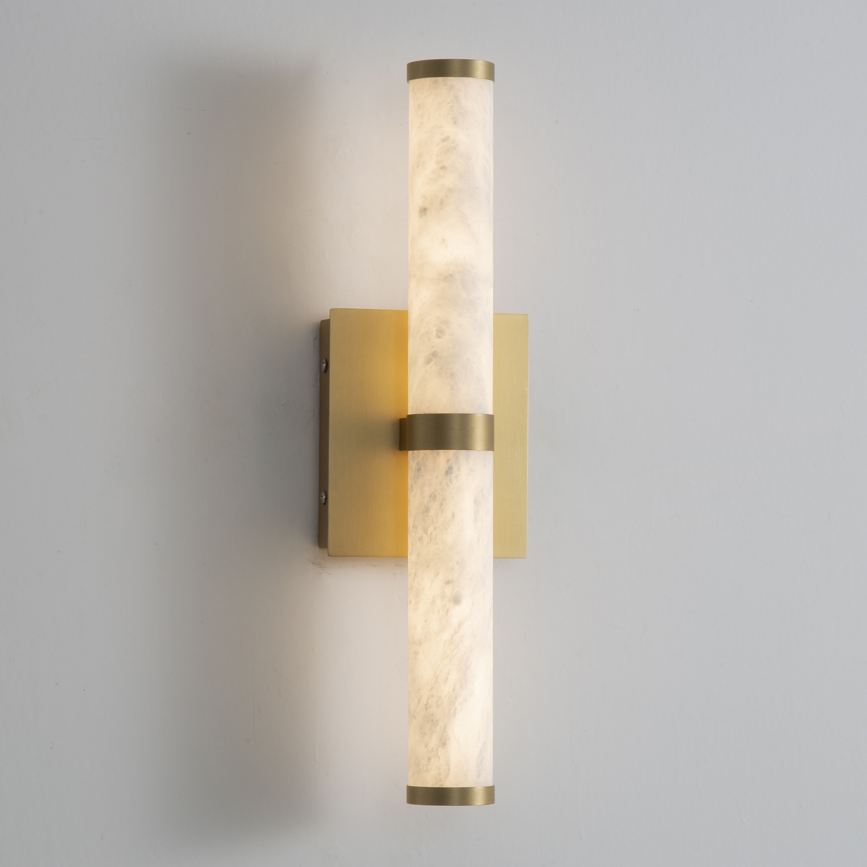 Aragon Wall Sconce Wall Light in White Alabaster and Gold