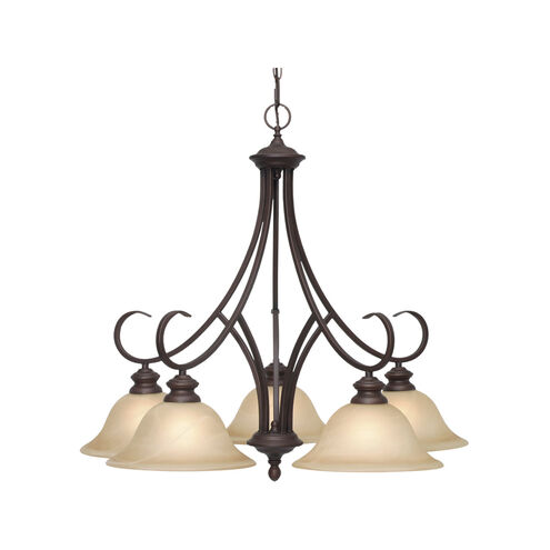 Lancaster 5 Light 28 inch Rubbed Bronze Nook Chandelier Ceiling Light