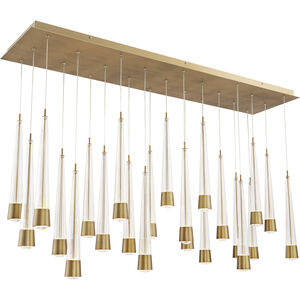 Quill LED 8.88 inch Aged Brass Multi-Light Pendant Ceiling Light, dweLED