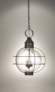 Onion 3 Light 16 inch Antique Copper Hanging Lantern Ceiling Light in Clear Seedy Glass