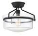 Modern 1 Light 13.25 inch Matte Black Semi-Flush Ceiling Light