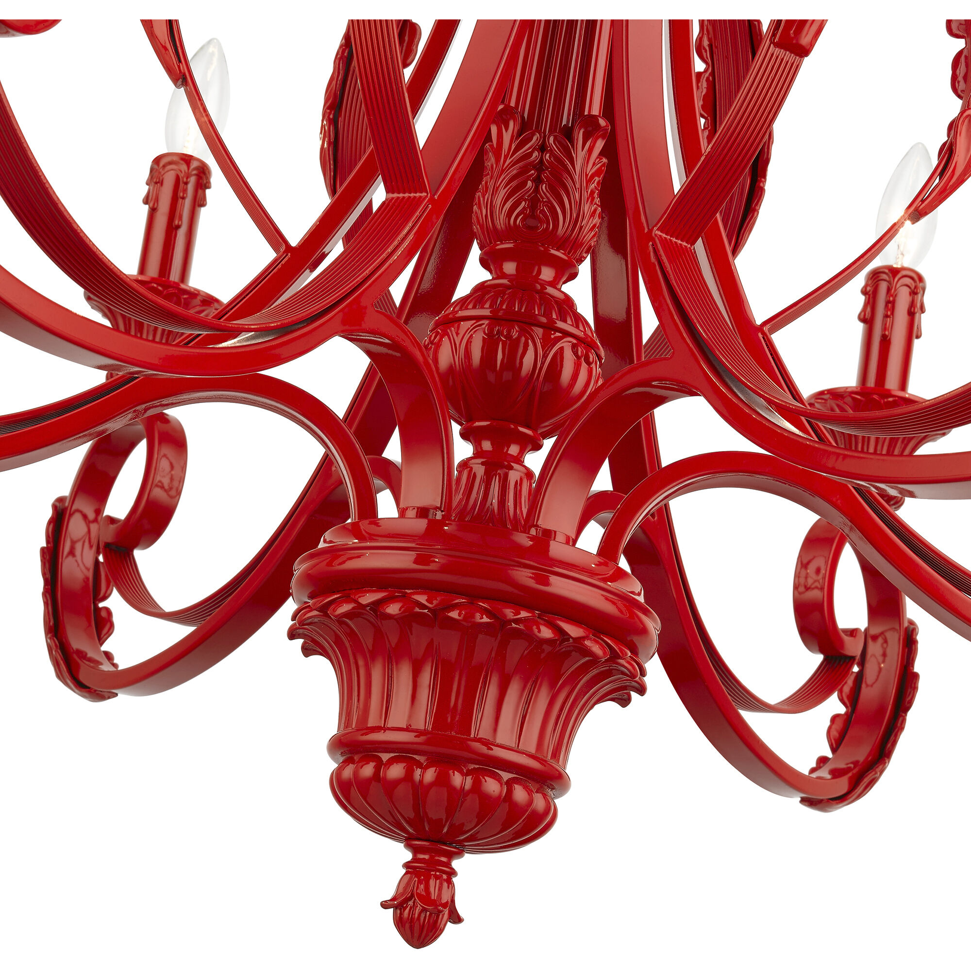 Valencia 6 Light 35 inch Shiny Red Large Chandelier Ceiling Light