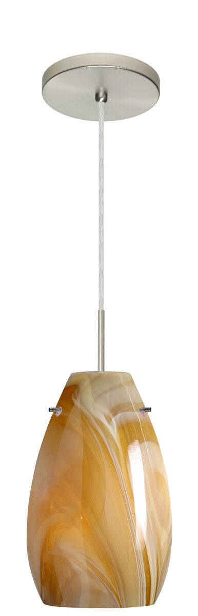 Pera LED Satin Nickel Pendant Ceiling Light in Honey Glass