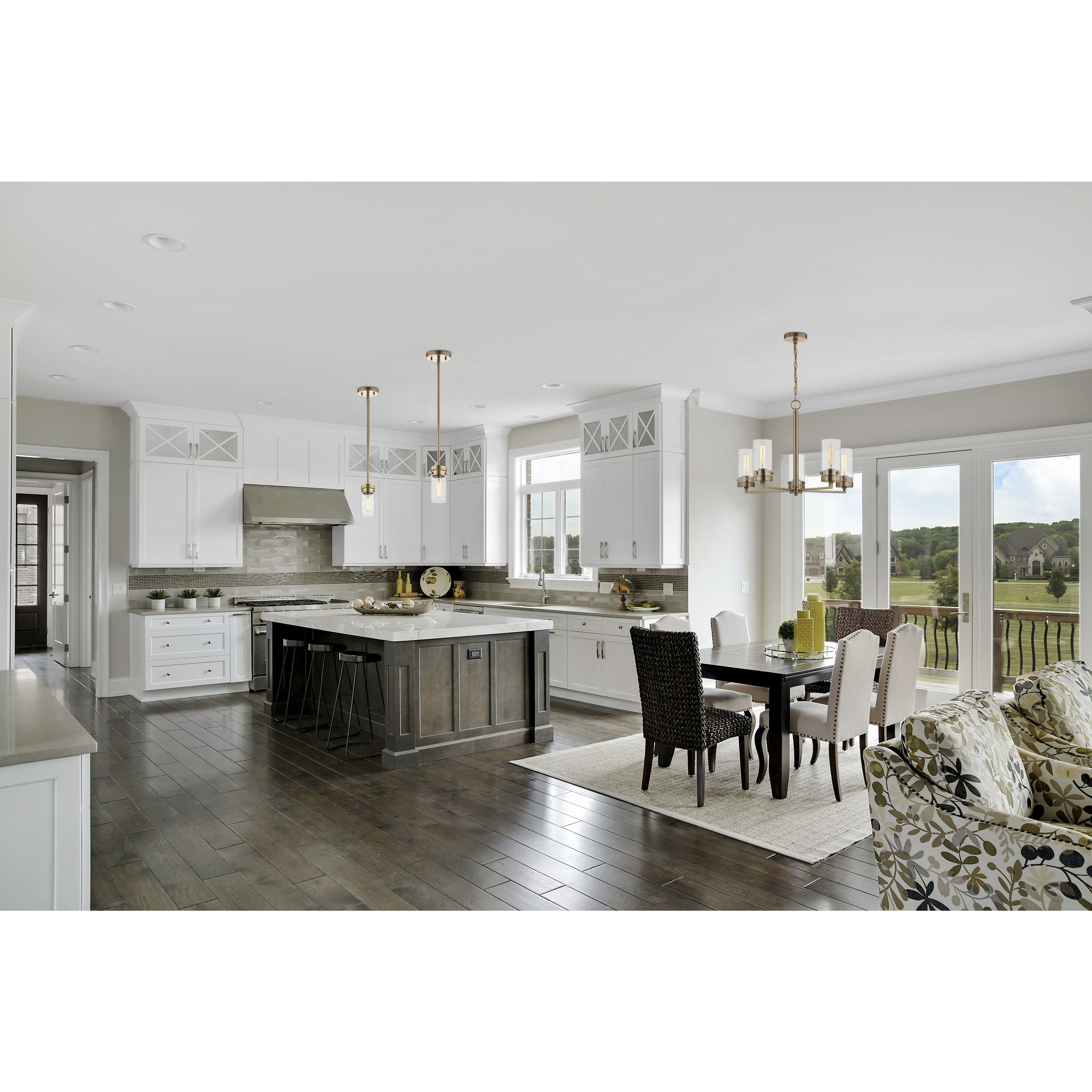 Intersection 5 Light 24 inch Burnished Brass Chandelier Ceiling Light