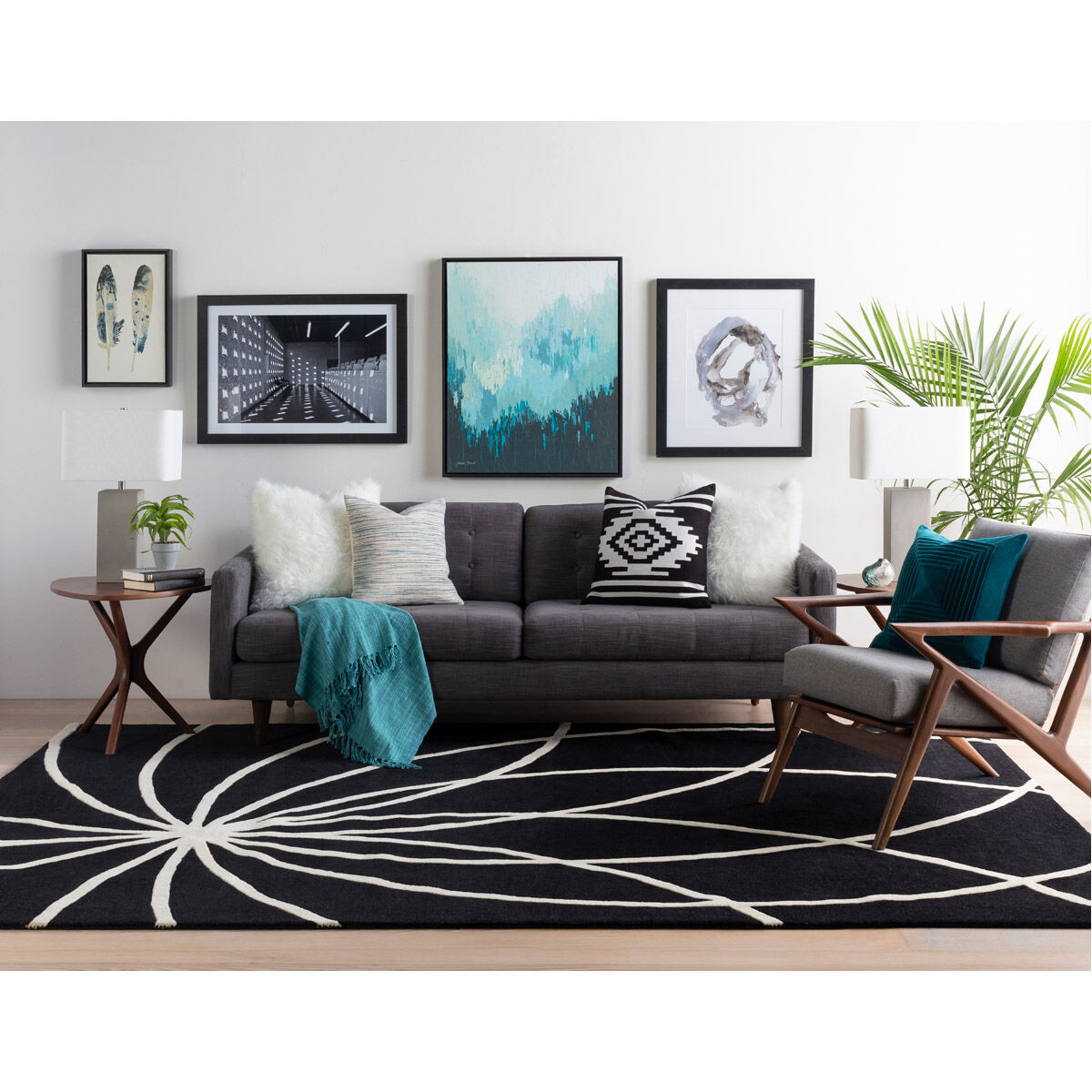 Santa Clara 22 X 22 inch Black/White Pillow Kit, Square