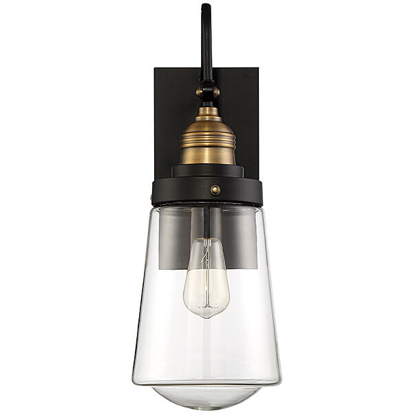 Macauley Outdoor Wall Lantern in Vintage Black with Warm Brass