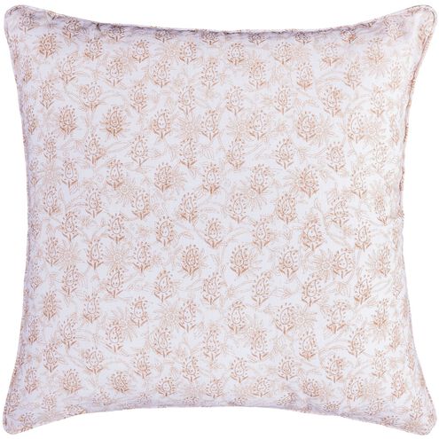 Taj Paisley 20 X 6 inch White with Tan Accent Pillow, Reversible