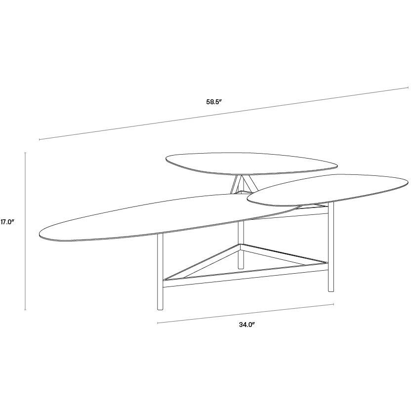 Houda 58.5 X 34 inch Antique Brass / Antique Bronze / Black Coffee Table