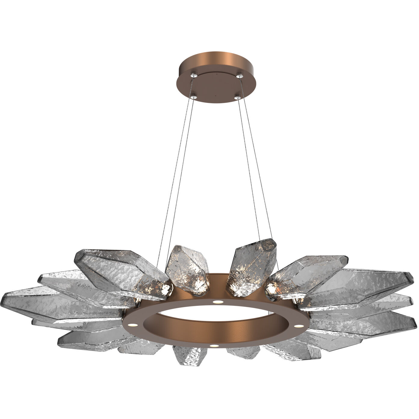 Rock Crystal LED 41.9 inch Burnished Bronze Chandelier Ceiling Light in 3000K LED, Chilled Smoke, Radial Ring