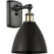 Ballston Dome LED 7.5 inch Black Antique Brass Sconce Wall Light